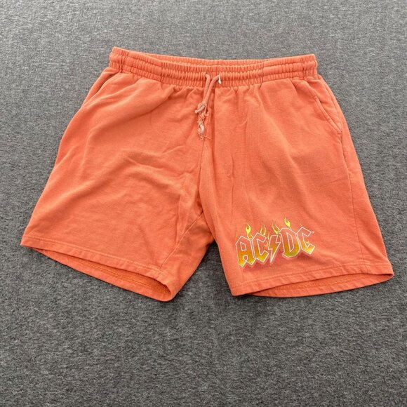 ACDC Shorts Tour Band Classic Rock Conceret XL Orange‎ Lounge Sweatshorts *FLAW - Picture 1 of 11